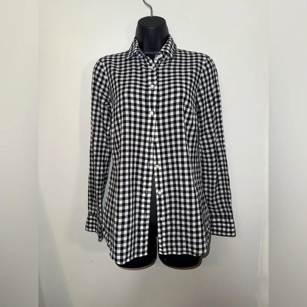J.CREW The Perfect Shirt Black and White Checkered Women’s Dress Shirt Size XS